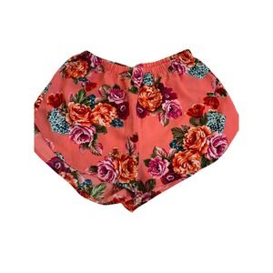 Ambience Apparel Women's Size M Coral Floral Print Elastic Waist Pajama  Shorts